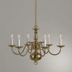 Americana Collection 6-Light Polished Brass White Candle Traditional Chandelier Light by Progress Lighting -Progress Lighting Shop polished brass progress lighting chandeliers p4356 10 40 1000