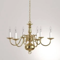 Americana Collection 6-Light Polished Brass White Candle Traditional Chandelier Light by Progress Lighting -Progress Lighting Shop polished brass progress lighting chandeliers p4356 10 a0 1000