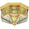 4-Light Polished Brass Clear Beveled Glass Traditional Indoor Outdoor 11-1/8" Flush Mount Light by Progress Lighting