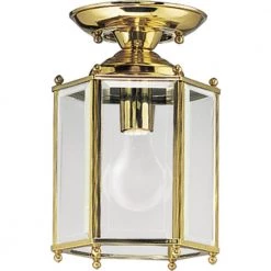 1-Light Polished Brass Clear Beveled Glass Traditional Outdoor Hanging or Flush mount Convertible Lantern Light by Progress Lighting -Progress Lighting Shop polished brass progress lighting outdoor chandeliers p5834 10 1d 1000
