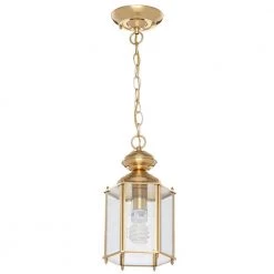 1-Light Polished Brass Clear Beveled Glass Traditional Outdoor Hanging or Flush mount Convertible Lantern Light by Progress Lighting -Progress Lighting Shop polished brass progress lighting outdoor chandeliers p5834 10 40 1000