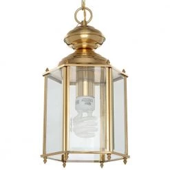 1-Light Polished Brass Clear Beveled Glass Traditional Outdoor Hanging or Flush mount Convertible Lantern Light by Progress Lighting -Progress Lighting Shop polished brass progress lighting outdoor chandeliers p5834 10 77 1000