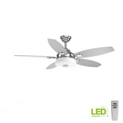 Graceful Collection 54 in. LED Indoor Polished Chrome Modern Ceiling Fan with Light Kit and Remote by Progress Lighting -Progress Lighting Shop polished chrome progress lighting ceiling fans with lights p2544 1530k 77 1000