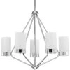 Elevate Collection 5-Light Polished Chrome Etched White Glass Mid-Century Modern Chandelier Light by Progress Lighting -Progress Lighting Shop polished chrome progress lighting chandeliers p400022 015 64 1000
