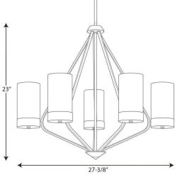 Elevate Collection 5-Light Polished Chrome Etched White Glass Mid-Century Modern Chandelier Light by Progress Lighting -Progress Lighting Shop polished chrome progress lighting chandeliers p400022 015 c3 1000