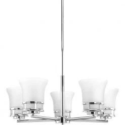 Cascadia Collection 5-Light Polished Chrome Etched Glass Coastal Chandelier Light by Progress Lighting