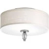 Status Collection 2-Light Polished Chrome Flush Mount with White Textured Linen Fabric Shade by Progress Lighting -Progress Lighting Shop polished chrome progress lighting flush mount lights p3402 15 64 1000