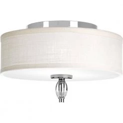 Status Collection 2-Light Polished Chrome Flush Mount with White Textured Linen Fabric Shade by Progress Lighting -Progress Lighting Shop polished chrome progress lighting flush mount lights p3402 15 77 1000