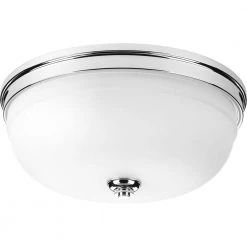 Topsail Collection 3-Light Polished Chrome Flush Mount with Parchment-Finish Glass by Progress Lighting