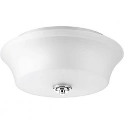 Cascadia Collection 2-Light Polished Chrome Flush Mount with Etched Glass by Progress Lighting
