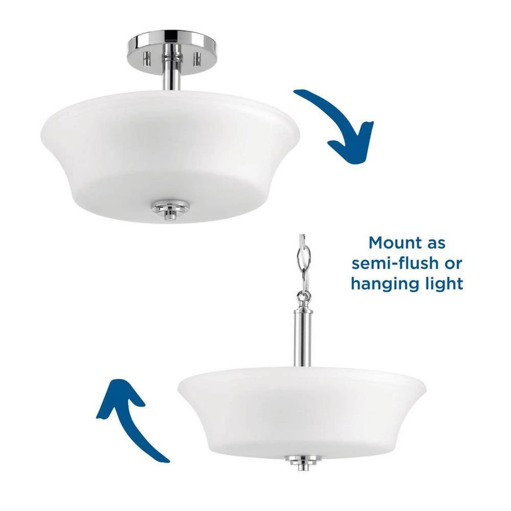 Cascadia Collection 2-Light Polished Chrome Semi-Flush Mount by Progress Lighting 4 Cascadia Collection 2-Light Polished Chrome Semi-Flush Mount by Progress Lighting - Image 2