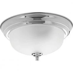 Dome Glass Collection 1-Light Polished Chrome Flush Mount with Etched Glass by Progress Lighting