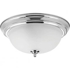 Dome Glass Collection 13.25 in. 2-Light Polished Chrome Flush Mount with Etched Glass by Progress Lighting