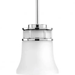 Cascadia Collection 1-Light Polished Chrome Mini Pendant with Etched Glass by Progress Lighting