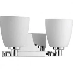 Fleet Collection 2-Light Polished Chrome Etched Opal Glass Coastal Bath Vanity Light by Progress Lighting
