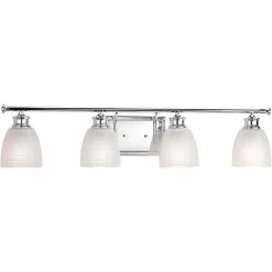 Lucky Collection 33.56 in. 4-Light Polished Chrome Bathroom Vanity Light with Glass Shades by Progress Lighting