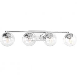 Mod Collection 4-Light Polished Chrome Clear Glass Mid-Century Modern Bath Vanity Light by Progress Lighting
