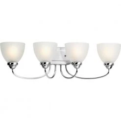 Heart Collection 4-Light Polished Chrome Etched Glass Farmhouse Bath Vanity Light by Progress Lighting