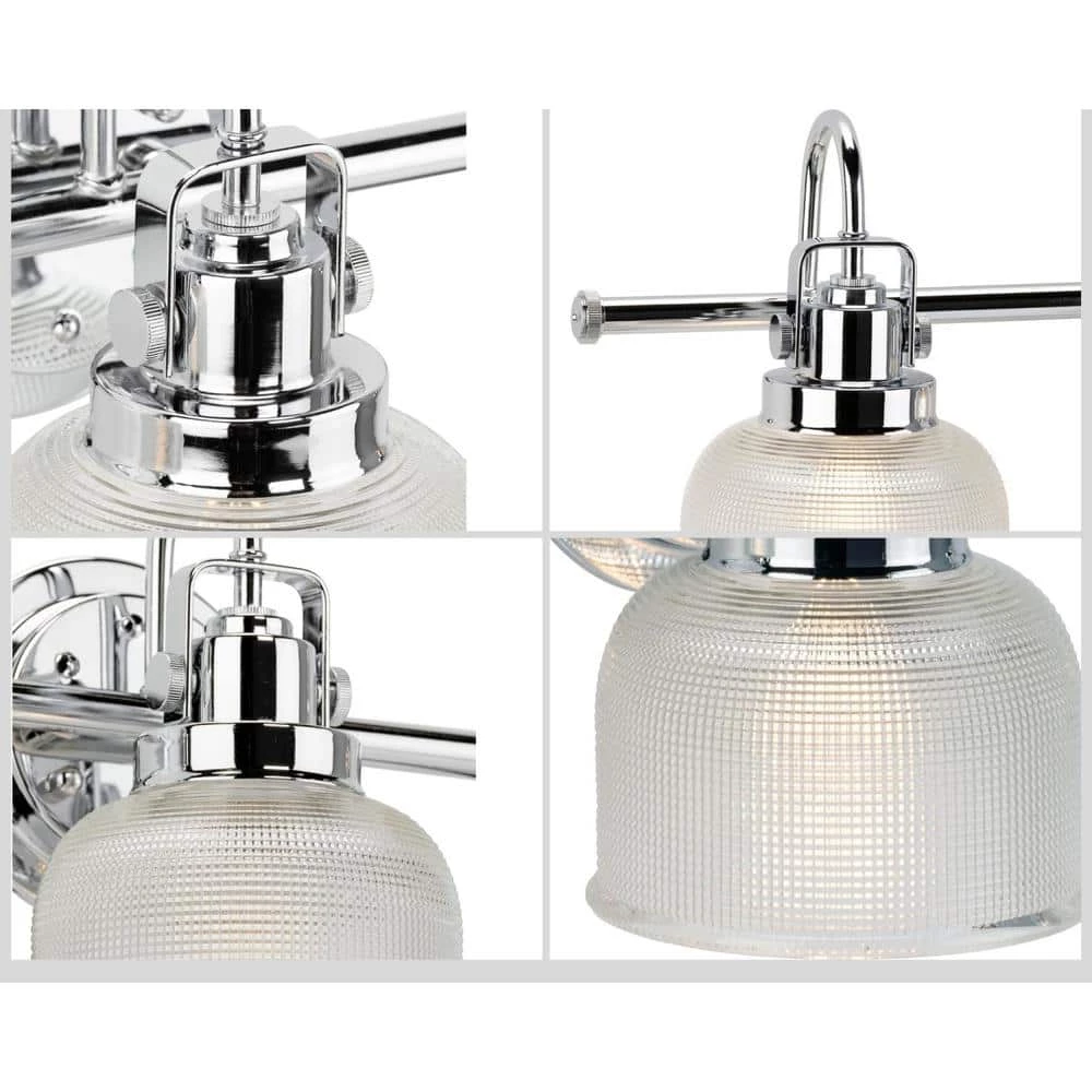 Archie Collection 17 in. 2-Light Polished Chrome Clear Double Prismatic Glass Coastal Bathroom Vanity Light by Progress Lighting 11 Archie Collection 17 in. 2-Light Polished Chrome Clear Double Prismatic Glass Coastal Bathroom Vanity Light by Progress Lighting - Image 9