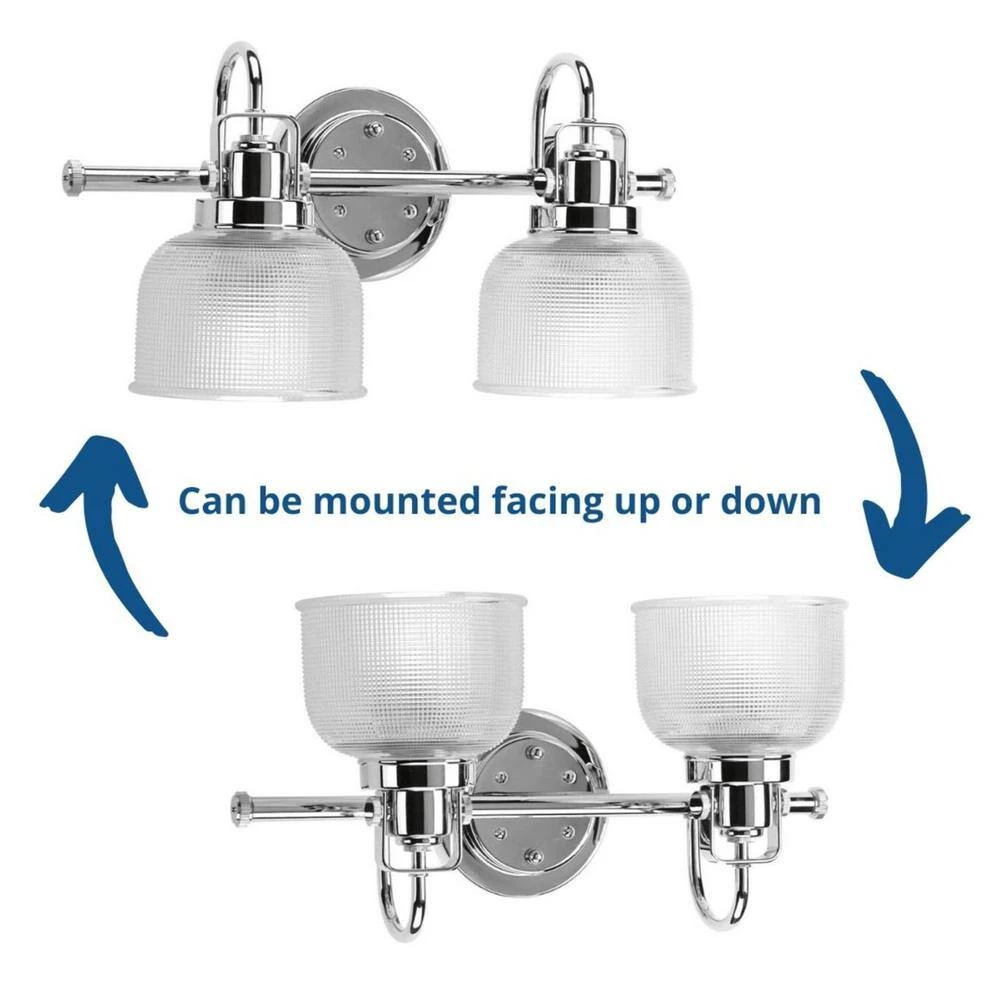 Archie Collection 17 in. 2-Light Polished Chrome Clear Double Prismatic Glass Coastal Bathroom Vanity Light by Progress Lighting 12 Archie Collection 17 in. 2-Light Polished Chrome Clear Double Prismatic Glass Coastal Bathroom Vanity Light by Progress Lighting - Image 10