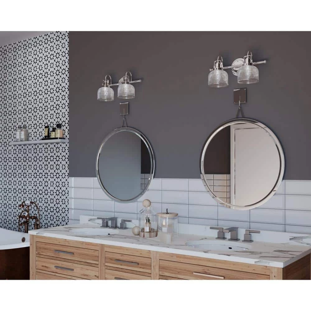 Archie Collection 17 in. 2-Light Polished Chrome Clear Double Prismatic Glass Coastal Bathroom Vanity Light by Progress Lighting 10 Archie Collection 17 in. 2-Light Polished Chrome Clear Double Prismatic Glass Coastal Bathroom Vanity Light by Progress Lighting - Image 8