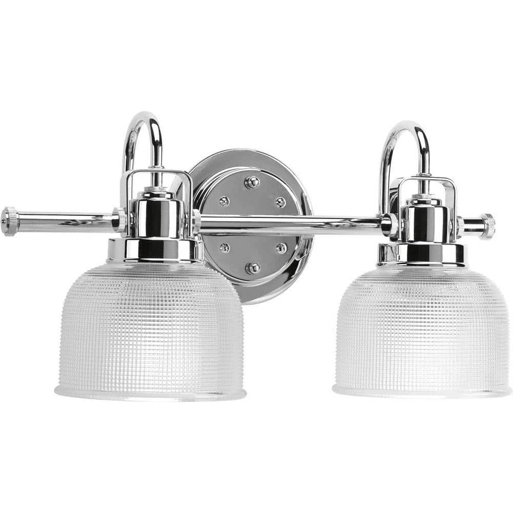 Archie Collection 17 in. 2-Light Polished Chrome Clear Double Prismatic Glass Coastal Bathroom Vanity Light by Progress Lighting 3 Archie Collection 17 in. 2-Light Polished Chrome Clear Double Prismatic Glass Coastal Bathroom Vanity Light by Progress Lighting