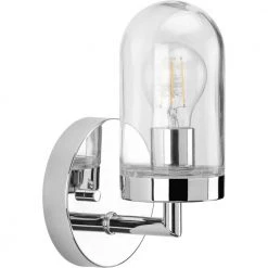 Signal Collection 1-Light Polished Chrome Clear Glass Coastal Bath Vanity Light by Progress Lighting