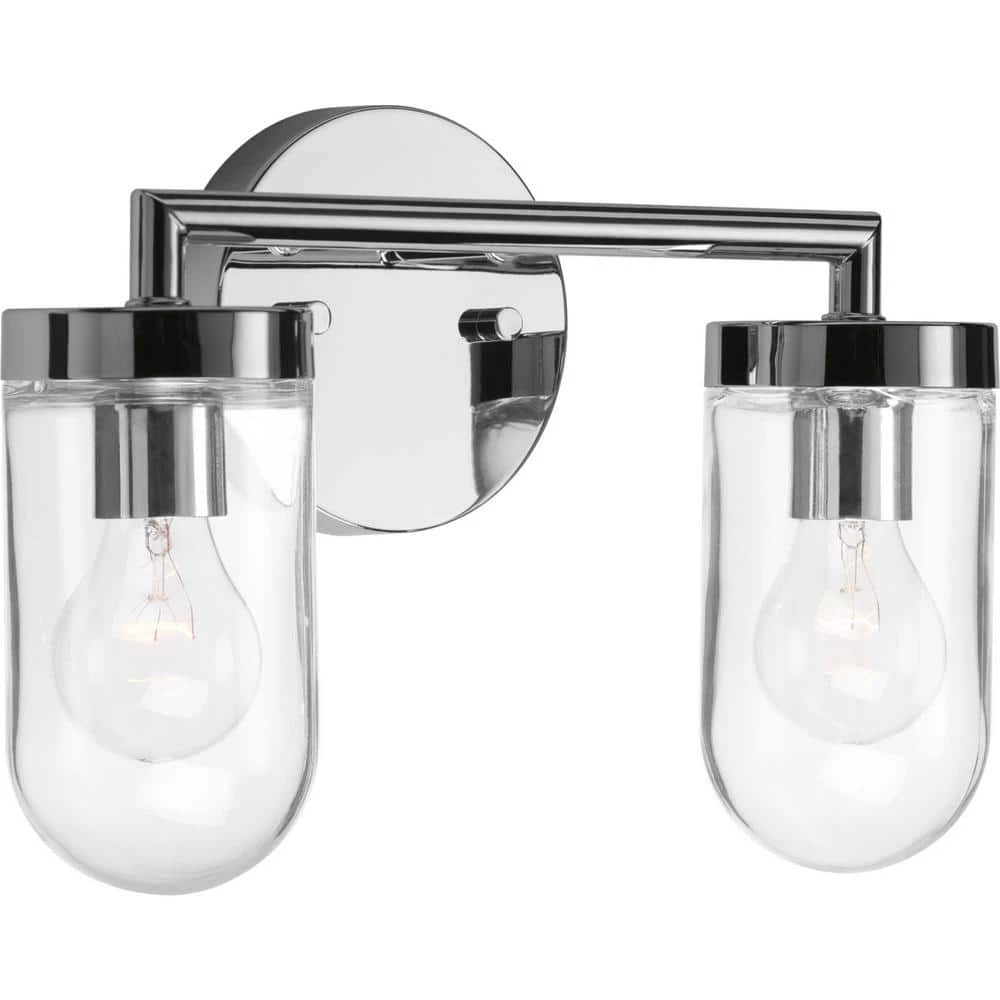 Signal Collection 2-Light Polished Chrome Clear Glass Coastal Bath Vanity Light by Progress Lighting 3 Signal Collection 2-Light Polished Chrome Clear Glass Coastal Bath Vanity Light by Progress Lighting