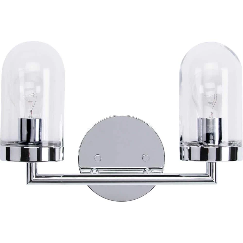 Signal Collection 2-Light Polished Chrome Clear Glass Coastal Bath Vanity Light by Progress Lighting 4 Signal Collection 2-Light Polished Chrome Clear Glass Coastal Bath Vanity Light by Progress Lighting - Image 2