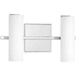 Colonnade LED Collection 2-Light Polished Chrome Etched White Glass Luxe Bath Vanity Light by Progress Lighting