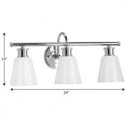 Ashford Collection 3-Light Polished Chrome Opal Glass Farmhouse Wall Light by Progress Lighting -Progress Lighting Shop polished chrome progress lighting vanity lighting p300316 015 1f 1000