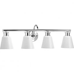 Ashford Collection 4-Light Polished Chrome Opal Glass Farmhouse Wall Light by Progress Lighting