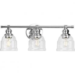 Ambrose 21 in. 3-Light Polished Chrome with Clear Glass Shades New Traditional Bath Vanity Light by Progress Lighting