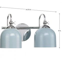 Dalton 15 in. 2-Light Polished Chrome Coastal Blue Vanity Light for Bath and Vanity by Progress Lighting -Progress Lighting Shop polished chrome progress lighting vanity lighting p300382 015 1f 1000