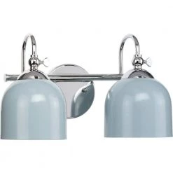 Dalton 15 in. 2-Light Polished Chrome Coastal Blue Vanity Light for Bath and Vanity by Progress Lighting