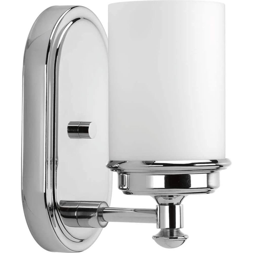 Glide Collection 1-Light Polished Chrome Etched Opal Glass Coastal Bath Vanity Light by Progress Lighting 3 Glide Collection 1-Light Polished Chrome Etched Opal Glass Coastal Bath Vanity Light by Progress Lighting