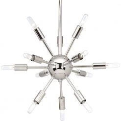 Ion Collection 12-Light Polished Nickel Mid-Century Modern Chandelier Light by Progress Lighting -Progress Lighting Shop polished nickel progress lighting chandeliers p400040 104 4f 1000
