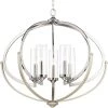 Evoke Collection 33-3/4 in. 5-Light Polished Nickel Clear Glass Luxury Transitional Pendant Chandelier Dining Light by Progress Lighting 2 Evoke Collection 33-3/4 in. 5-Light Polished Nickel Clear Glass Luxury Transitional Pendant Chandelier Dining Light by Progress Lighting -Progress Lighting Shop polished nickel progress lighting chandeliers p400117 104 64 1000