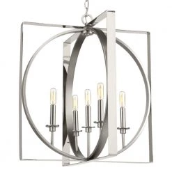 Inman Collection 5-Light Polished Nickel Pendant with Satin Nickel Accents by Progress Lighting