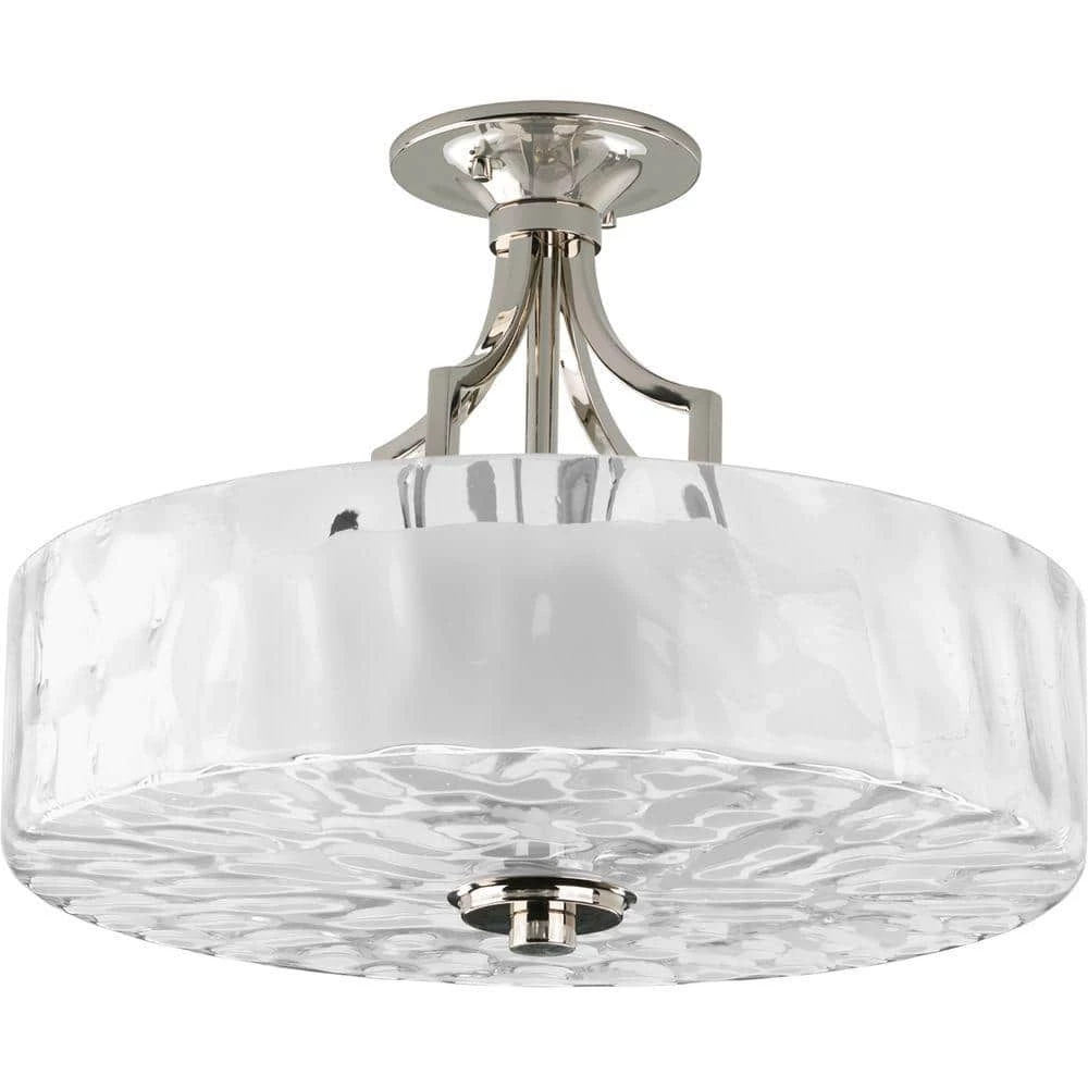 Caress Collection 2-Light Polished Nickel Semi-Flush Mount by Progress Lighting 3 Caress Collection 2-Light Polished Nickel Semi-Flush Mount by Progress Lighting