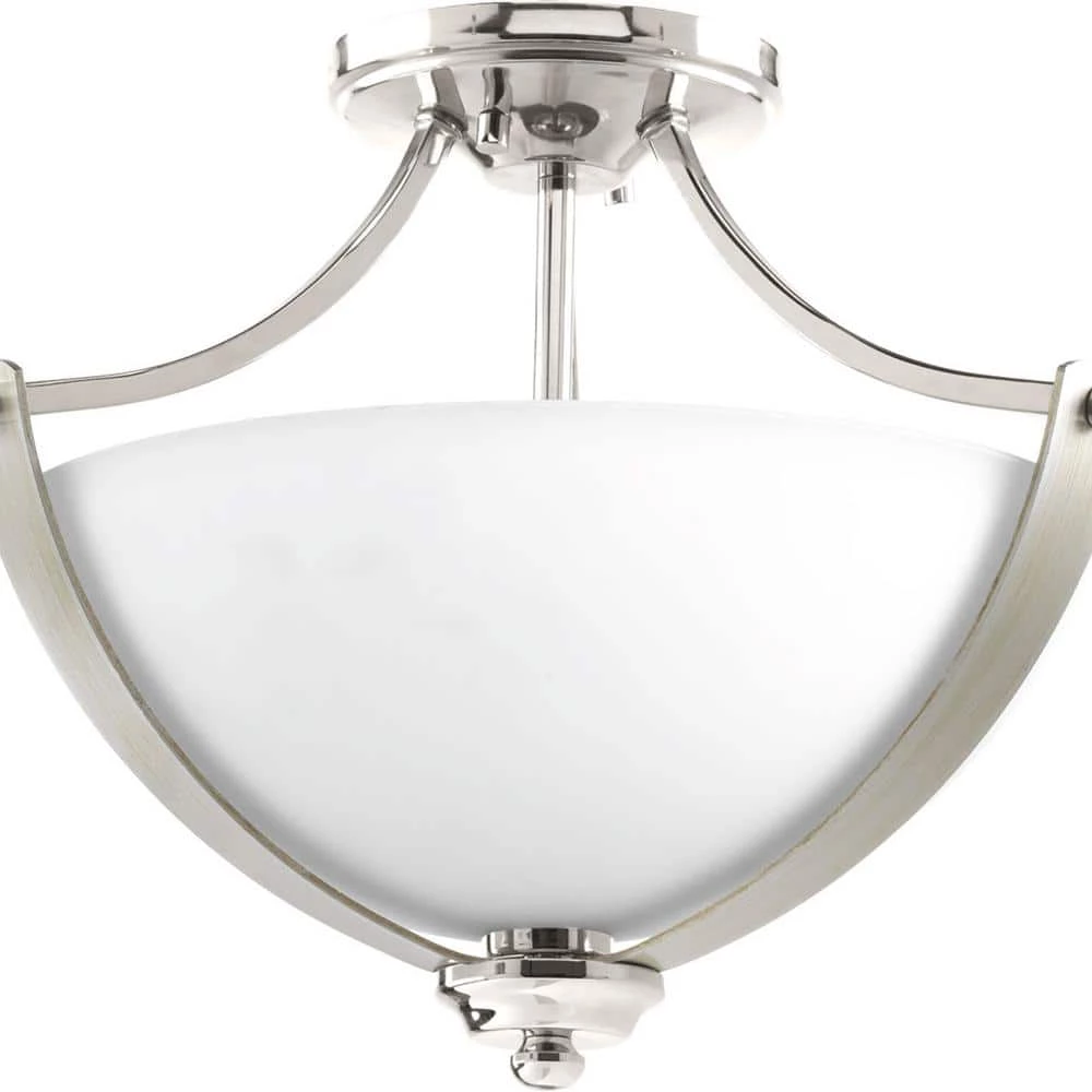 Noma Collection 2-Light Polished Nickel Semi-Flush Mount by Progress Lighting 3 Noma Collection 2-Light Polished Nickel Semi-Flush Mount by Progress Lighting