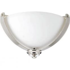 Noma Collection 2-LightPolished Nickel Flush Mount with Etched White Glass Bowl by Progress Lighting