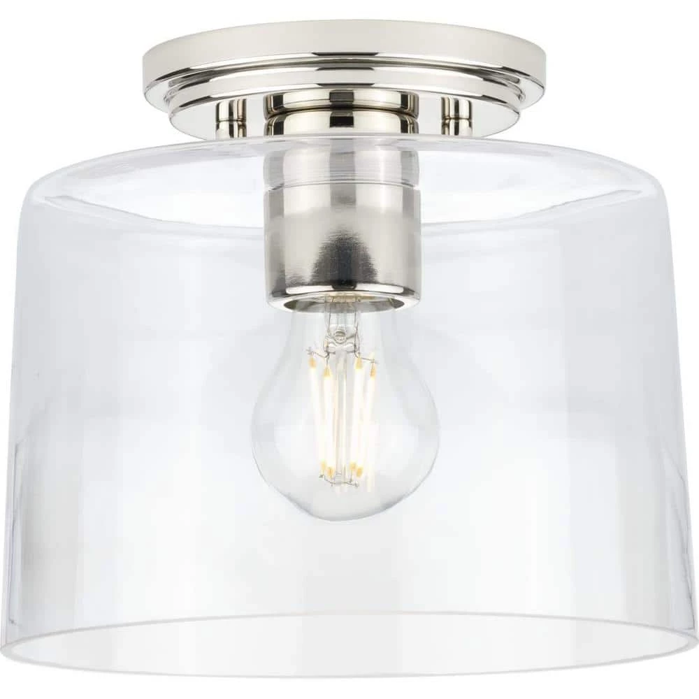 Adley Collection 1-Light Polished Nickel Clear Glass New Traditional Flush Mount Light by Progress Lighting 3 Adley Collection 1-Light Polished Nickel Clear Glass New Traditional Flush Mount Light by Progress Lighting
