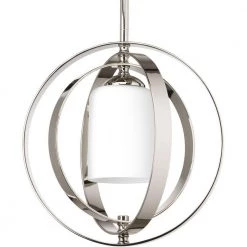 Equinox 1-Light Polished Nickel Pendant with Opal Etched Glass by Progress Lighting