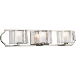 Caress Collection 3-Light Polished Nickel Clear Water Glass Luxe Bath Vanity Light by Progress Lighting
