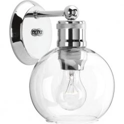 Hansford Collection 1-Light Polished Nickel Clear Glass Coastal Farmhouse Bathroom Vanity Wall Light by Progress Lighting -Progress Lighting Shop polished nickel progress lighting wall sconces p300049 104 44 1000