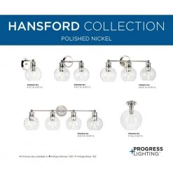 Hansford Collection 1-Light Polished Nickel Clear Glass Coastal Farmhouse Bathroom Vanity Wall Light by Progress Lighting -Progress Lighting Shop polished nickel progress lighting wall sconces p300049 104 77 1000