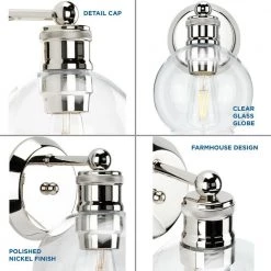 Hansford Collection 1-Light Polished Nickel Clear Glass Coastal Farmhouse Bathroom Vanity Wall Light by Progress Lighting -Progress Lighting Shop polished nickel progress lighting wall sconces p300049 104 fa 1000