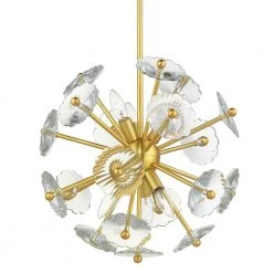 Floret 6-Light Satin Brass Chandelier with Clear Crystal Accents by Progress Lighting