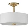 Inspire Collection 2-Light Satin Brass Summer Linen Shade New Traditional Semi-Flush Light by Progress Lighting -Progress Lighting Shop satin brass progress lighting flush mount lights p350129 012 64 1000